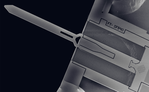 SEM micro-image of MEMS force sensor for nanoindenter.